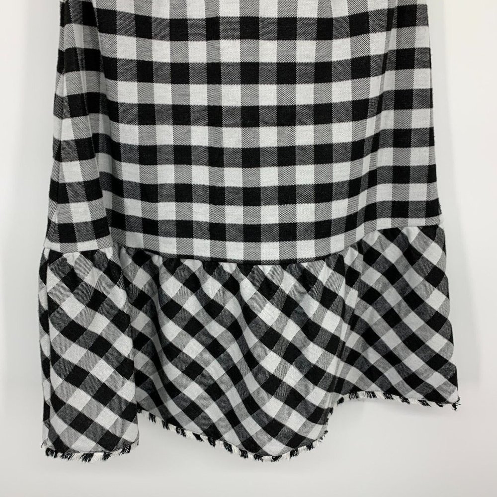 Ann Taylor Dress Gingham Print Off Shoulder Ruffle Black White - Picture 12 of 12